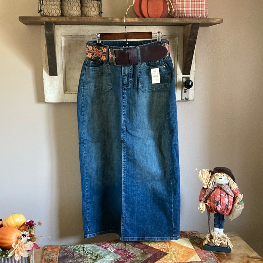 Belted Denim Skirt